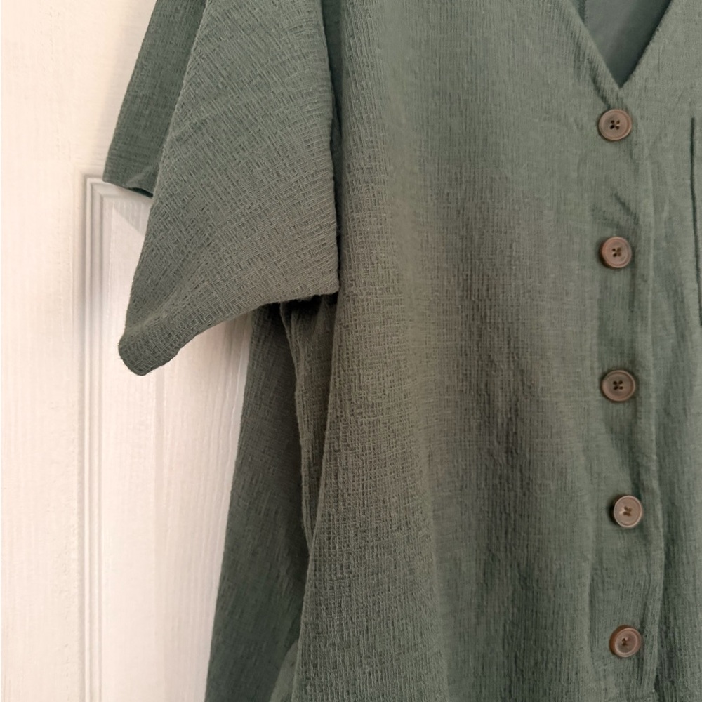 Old Navy Sage Green Button-Down romper